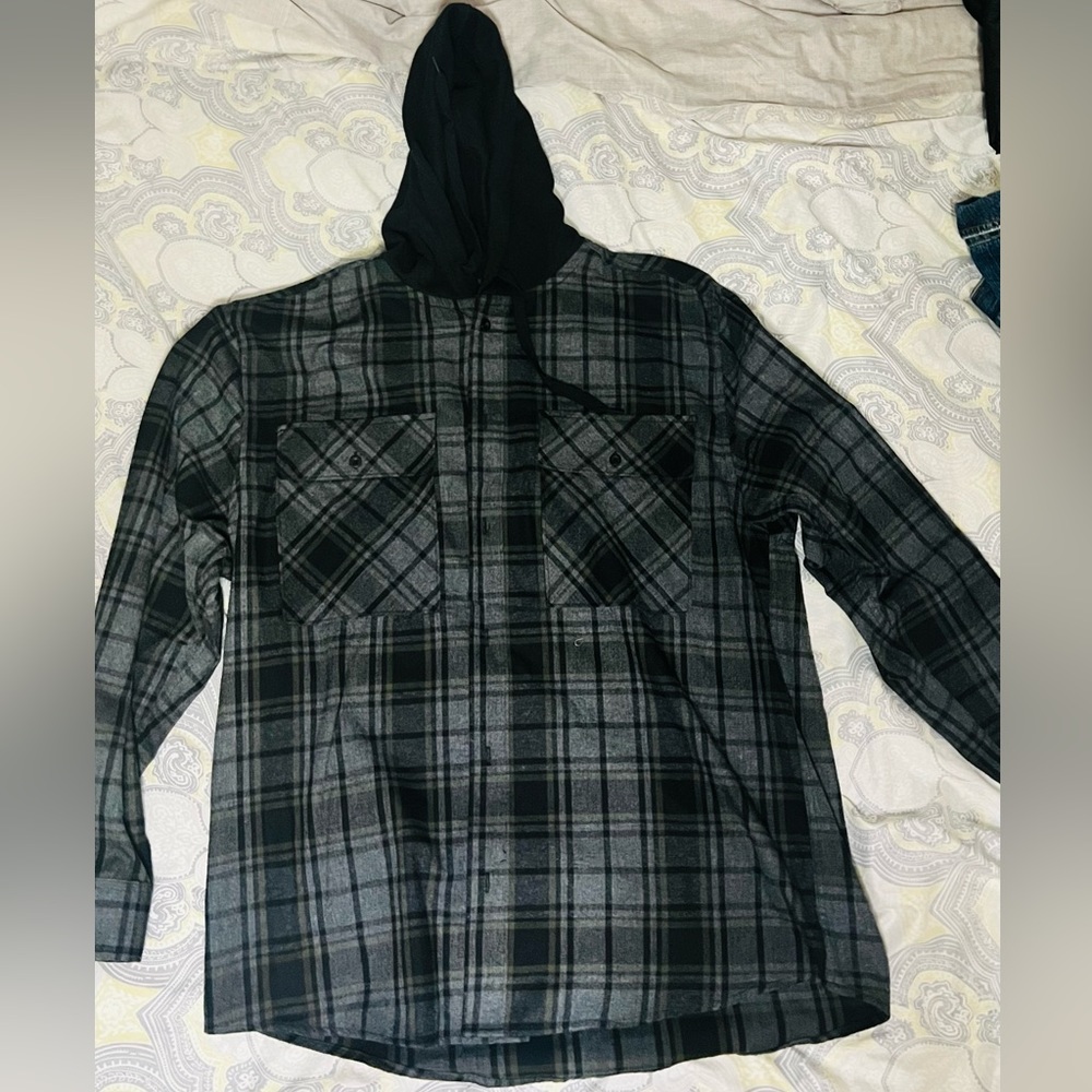 No Boundaries Long Sleeve Hooded Flannel